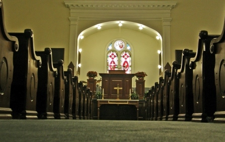 view of church sanctuary from the rear